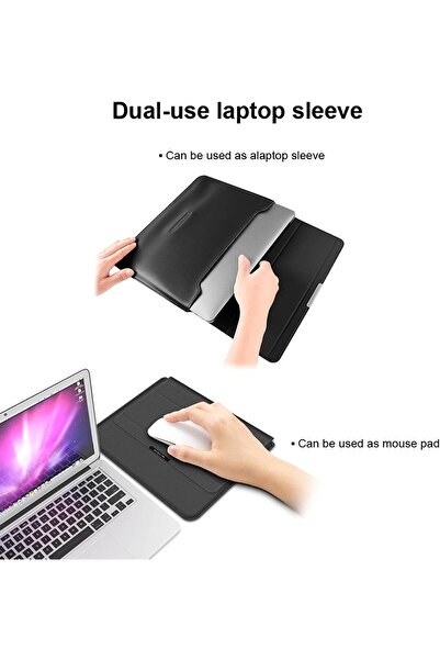 MAKINGTEC 13-14 Inch Laptop Sleeve Case with Stand, Waterproof PU Leather (Black)