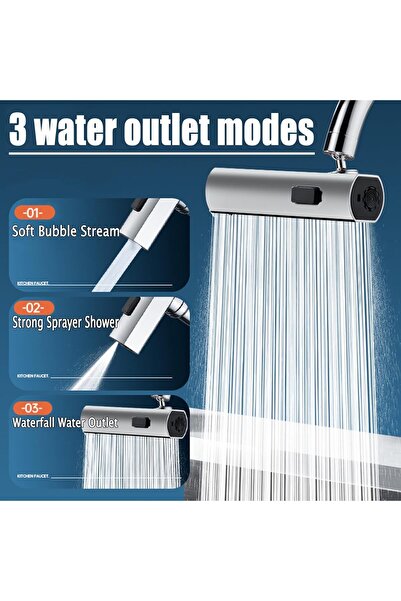 EXCEFORE Waterfall Kitchen Faucet Adapter - 360° Swivel Multifunctional Sink Sprayer