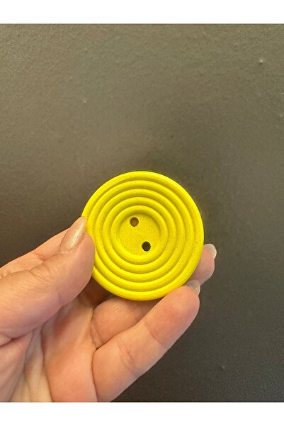 Gönülden Tasarım Wooden Single Button Diameter 6 cm Yellow