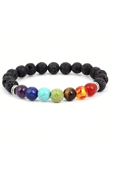 Ezera Brățară difuzor aromaterapie Harmony 7 chakre, pietre de lavă, 8 mm, mu...