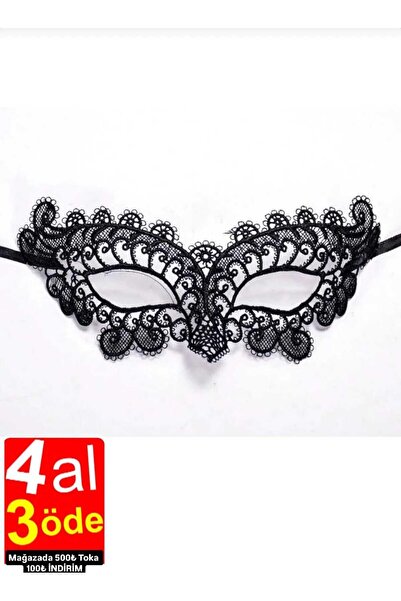 modares Siyah Renk Dantel İşlemeli Venedik Parti Maskesi Model 6