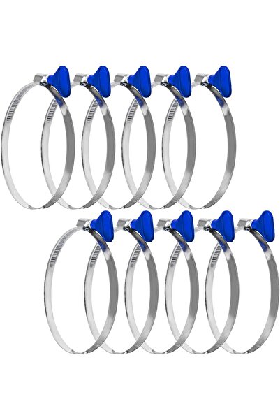 POWERTEC 70260 4 Inch Key Hose Clamp, Thumb Screw Key Adjustable Stainless Steel, 10 Pack