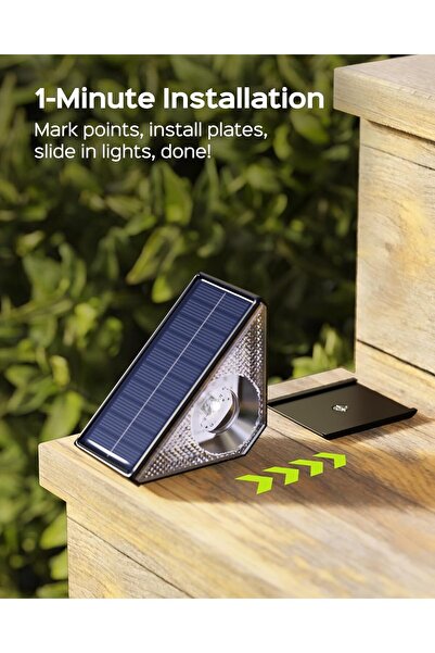 EXCEFORE Curb Appeal Solar Triangle Step Lights, Warm + 7 RGB Colors, 2 PCS