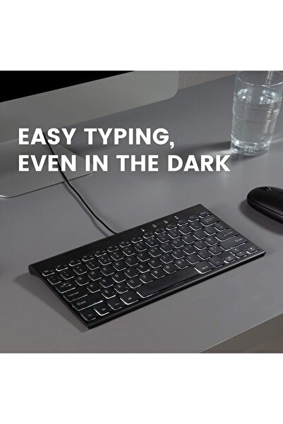 Perixx PERIBOARD-429 US Mini Wired Backlit Keyboard - Silent Scissor Keys