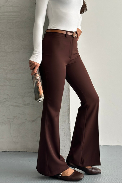 macharel jeans Women's High Waist Flared Belted Palazzo Pants