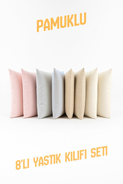 Shadro Textile 8 قطع من أغطية الوسائد القطنية |   طقم من 8 أغطية وسائد مقاس 50 × 70 سم