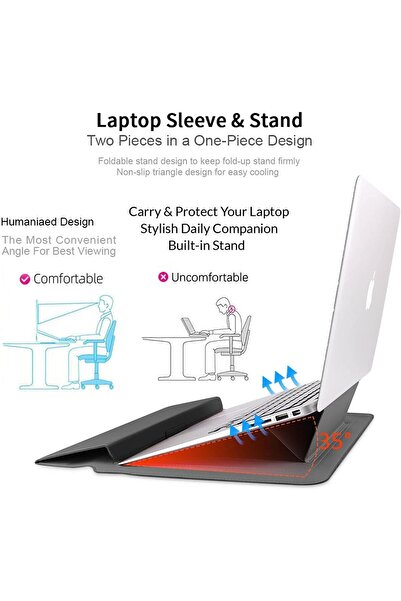 MAKINGTEC 13-14 Inch Laptop Sleeve Case with Stand, Waterproof PU Leather (Black)