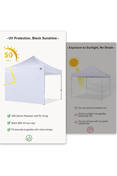 ABCCANOPY Instant Canopy SunWall 10x10 FT, 1 Pack Sidewall Only, Gray