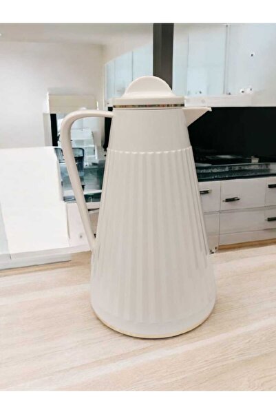 Alsaif Gallery Al Saif Diva White Thermos with Luxurious Gold Accents for Heat Retention – 1 Liter