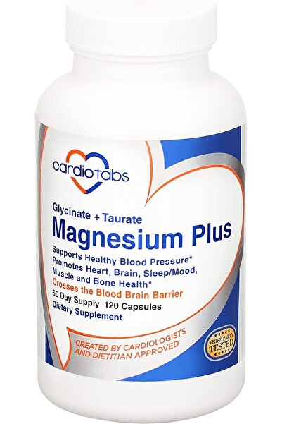 Cardio ماغنيسيوم بلس - 200 ملغ جليسينات المغنيسيوم والتوريت - 120 كبسولة