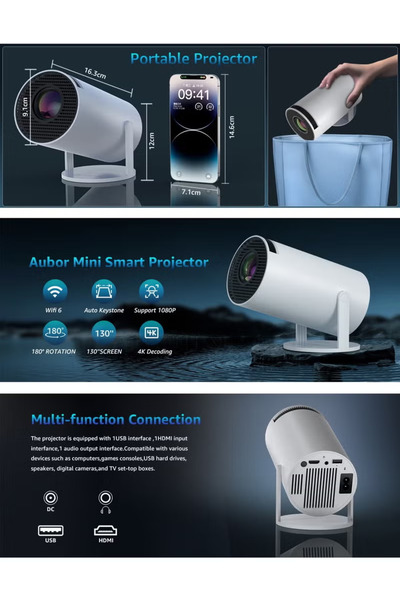 OEM Projector 4k full hd wifi Support Portable Projector Compatible with TV Stick/HDMI/USB/PS5/iOS/PS4