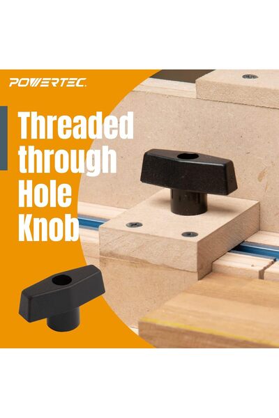 POWERTEC 71121 T-Track Knob Kit w/Threaded Knobs & 5/16-18 T-Bolts – 16-Piece Set