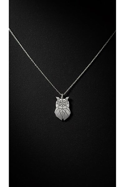 Nalia takı Baykuş Origami Gümüş Kolye Ucu