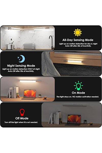 AZONEE Under Cabinet Lights, 2 Pack Rechargeable Motion Sensor Lights with Remote (15.7in)