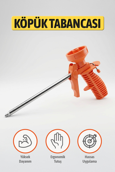 Badem10 Turuncu Ergonomik Saplı Metal Uçlu Köpük Tabanca Hassas Uygulama İçin...