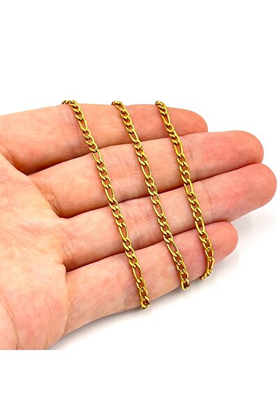 yfhobi 1 Metre- 3 mm 3N1 Model Çelik Zincir, Kolye Zinciri, Takı Zinciri, Gol...