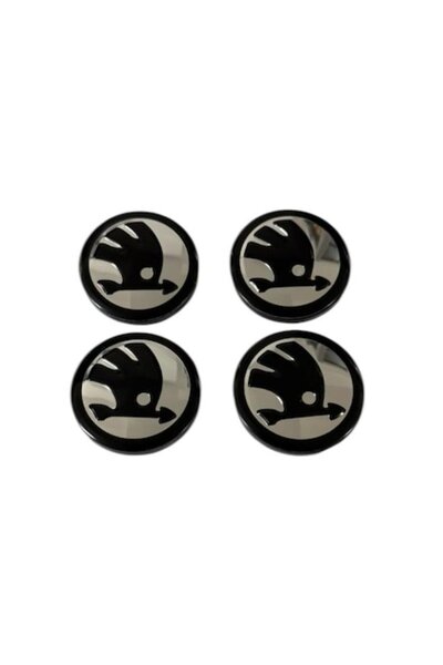 MAF Set de 4 capace de jantă 56mm pentru jante din aliaj Skoda, argintii