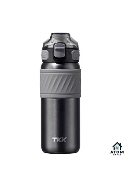 ATOM DEALS Stainless steel thermos, 500 ml, titanium gray, double walls, BPA free