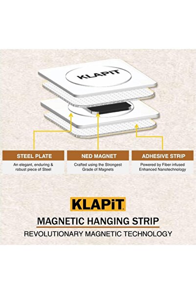 KLAPiT Magnetic Picture Hanging Strips with Nano Technology (4 pc pack)