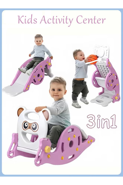 Generic 3-in-1 Toddler Slide and Swing Toy, Toddler Slide / Rocking Chair / Basketball Hoop