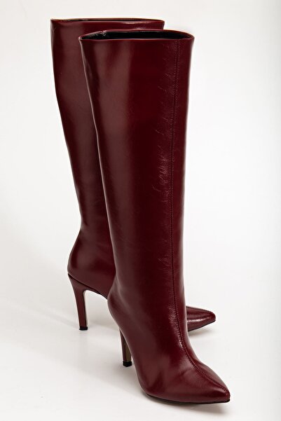 Budi Syt-2004 Burgundy Wrinkled Patent Leather Daily Boots
