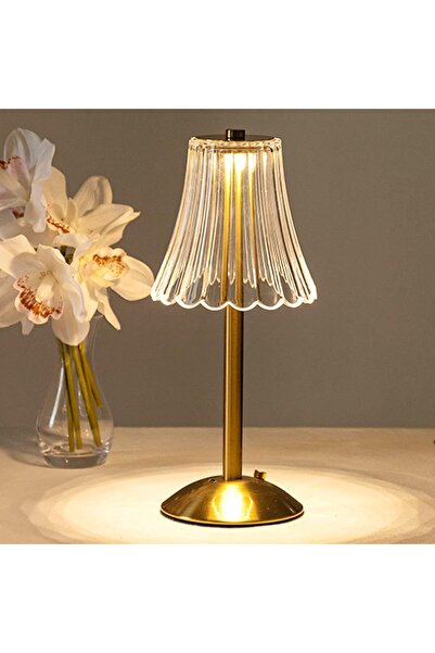 EXCEFORE Crystal Table Lamp, 3-Color Dimmable LED Touch Rechargeable, 28.5 x 12 cm