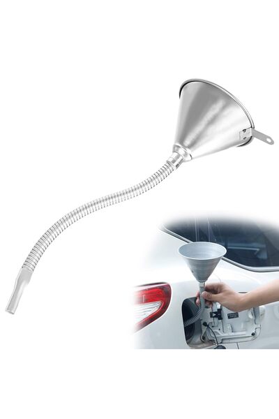 AZONEE Steel Bendable Nozzle Funnel with Filter – Universal Wide Mouth for Ca...