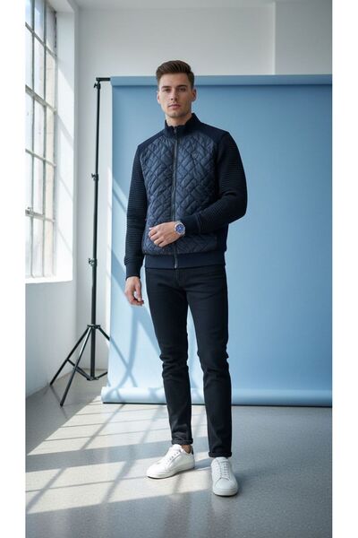 Plus Scorpion Navy Blue Men's Jacket, Zippered Pockets