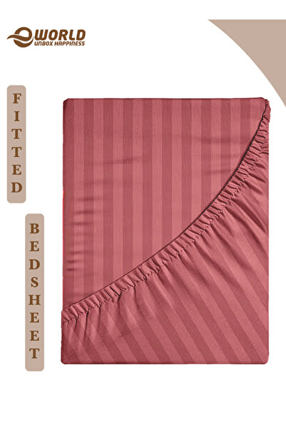 Eworld ملاءة سرير مخططة من الألياف الدقيقة، مقاس كوين، مزودة بجيب عميق، قابلة...