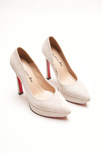 Ayakkabı Ateşi Women's Special Design Platform Shoes Siena Beige Calf Suede