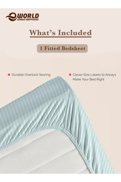 Eworld Queen Size Striped Microfiber Fitted Bedsheet, Deep Pocket, Breathable & Washable