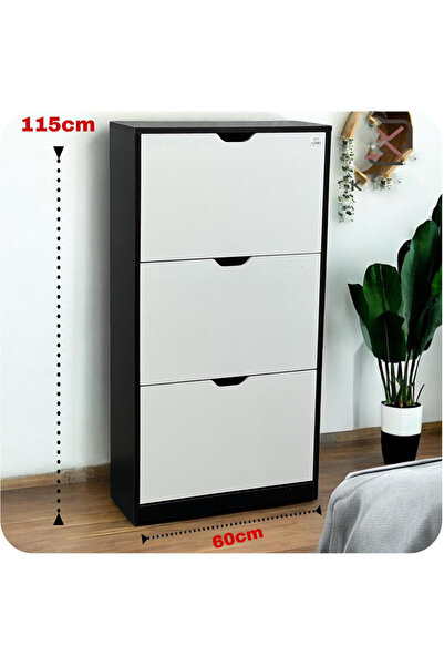 DEC39 Modern wooden shoe rack with 3 tilting drawers | Height 115 cm