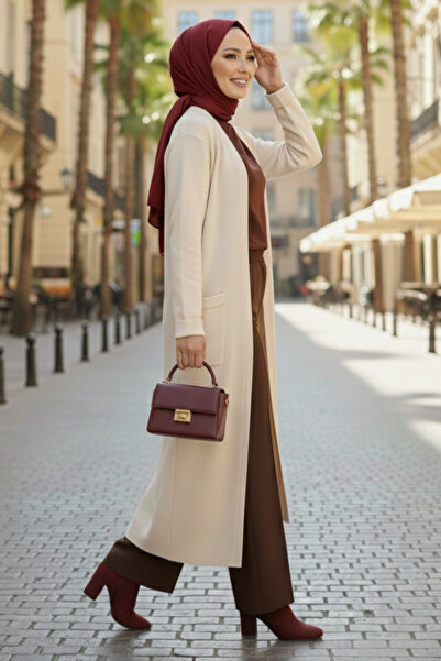 benguen Long Knit Cardigan with Pockets R7145 Ecru