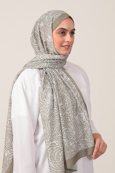 ipekistanbul شال من الحرير القطني - نمط لاليزار - أخضر كاولا