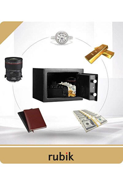 RUBIK Mini Digital Safe Box with Electronic Keypad and Key Lock (Brown)