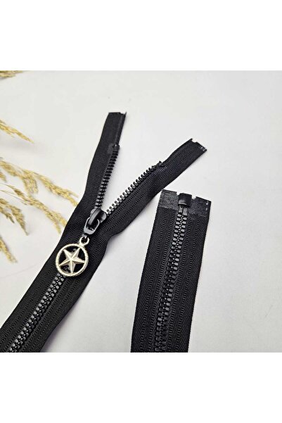 Kaf Kumaş Siyah Renk Yıldız Elcikli Açık Uçlu Fermuar | Naylon Dişli Fermuar ...