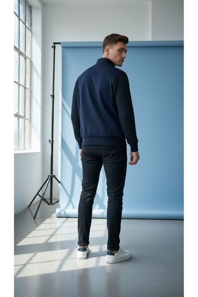 Plus Scorpion Navy Blue Men's Jacket, Zippered Pockets