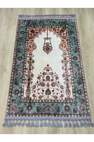 PrayerRug Dokuma Taban Örgü Püsküleri ve İpek Kadar Yumuşak Yüzeyiyle Bambu s...