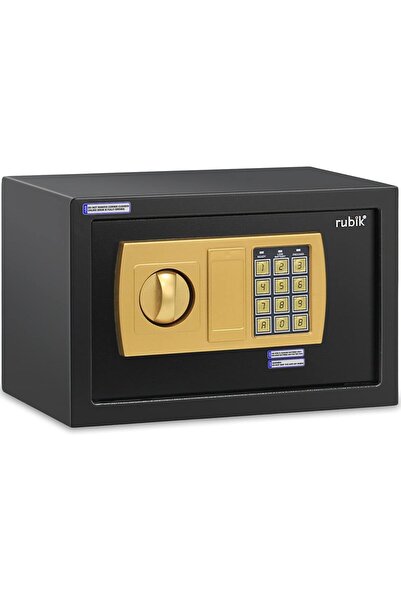 RUBIK صندوق أمان صغير مزود بقفل رقمي ومفتاح للاستخدام المنزلي والمكتب (20×31×...