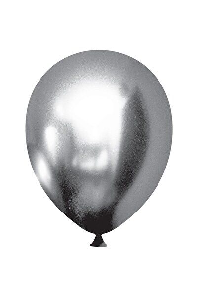 Bravo بالون مرآة فضي متوافق مع هيليوما، بالون كروم فضي 12 بوصة، 5 قطع بالونات فضية 12 بوصة