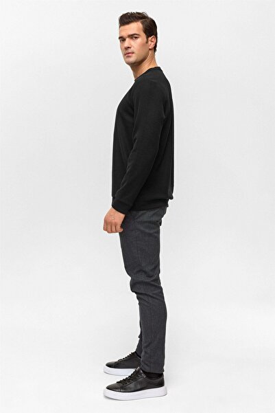 SÜVARİ O Neck Thessaloniki Black Men's Sweatshirt Sw2013700013