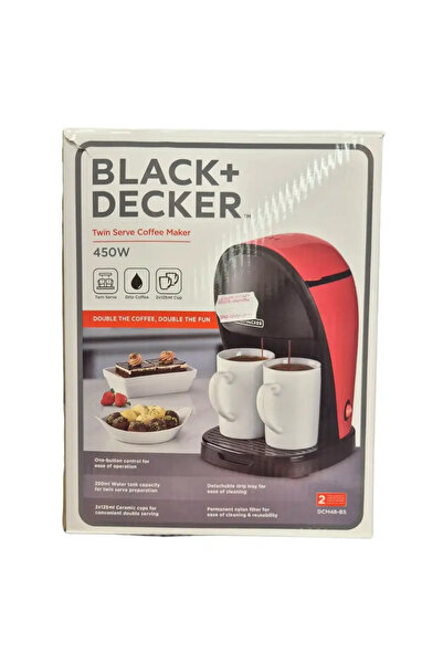 Black&Decker Black + Decker DCM48-B5 Twin Serve Coffee Maker 450W With Measuring Spoon And Nylon Filter- Red And