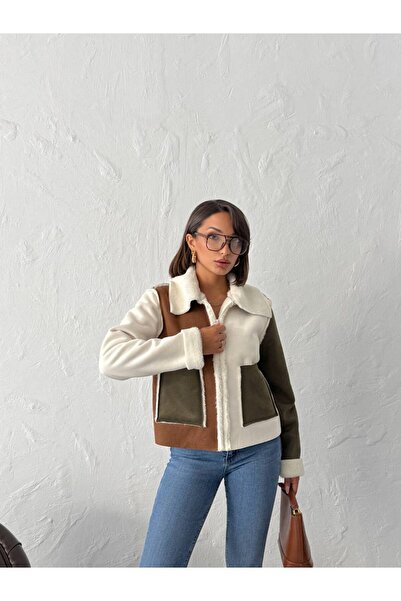 TOPSHOW Parçalı süet mont