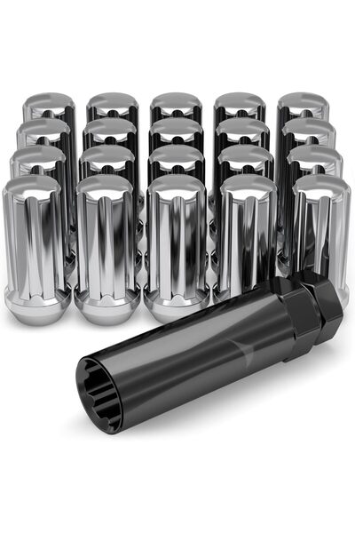 White Knight صواميل عروة مزدوجة M14x1.50 ذات 7 أسنان مع مفتاح (عبوة من 20 قطعة)