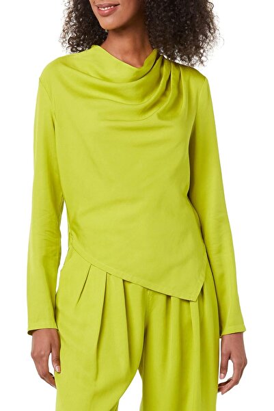 Terea Cataleya asymmetric blouse with Draped neckline, citronella, 2X