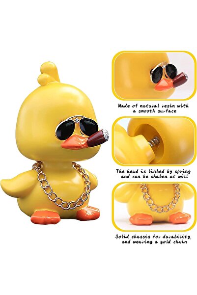 SYOSI Dashboard Decorations Duck - Cute Yellow Shaking Head Car Ornament