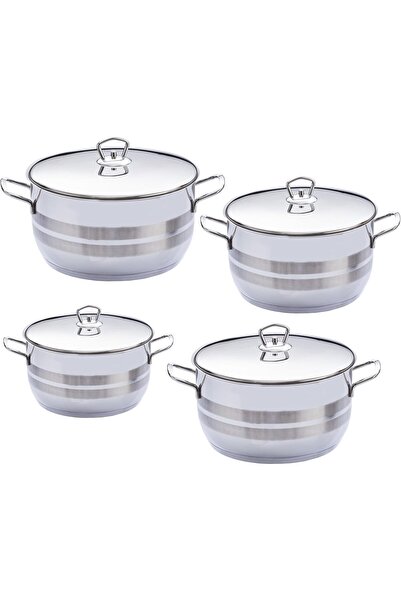 SAFINOX Stainless Steel 8-Piece Pot Set — 16cm, 20cm, 24cm, 28cm