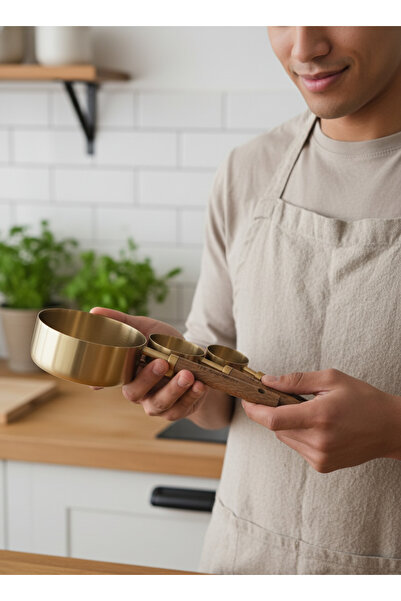 Hagen Set of 4 Walnut Wood Handle Measuring Spoons 60/80/125/250ml Stainless Steel Measuring Spoons