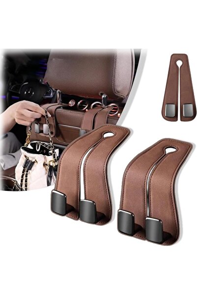 TERRIFI 2PCS Leather Car Seat Headrest Hooks - Multifunctional Double Hooks, ...