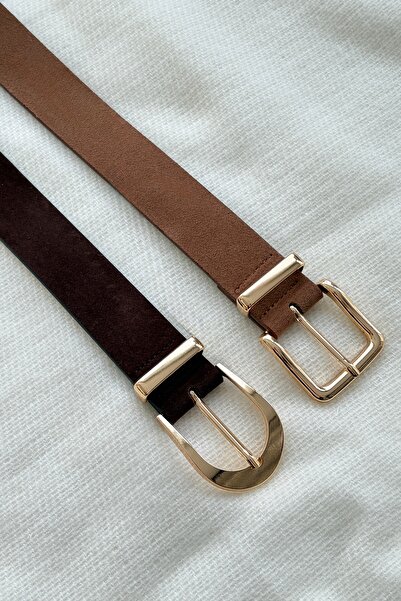 keisy Alessia Gold Buckle Suede Belt Set of 2